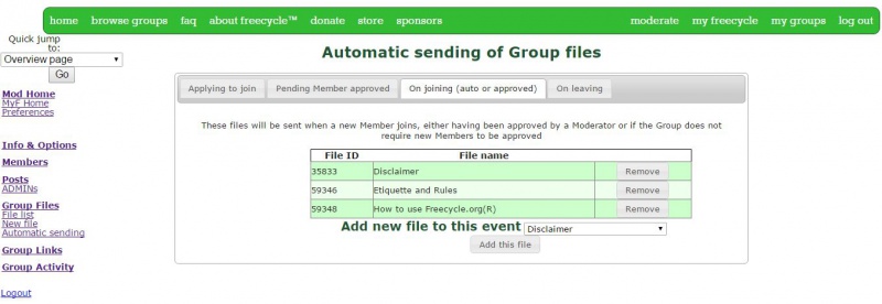 Sending group files automatically